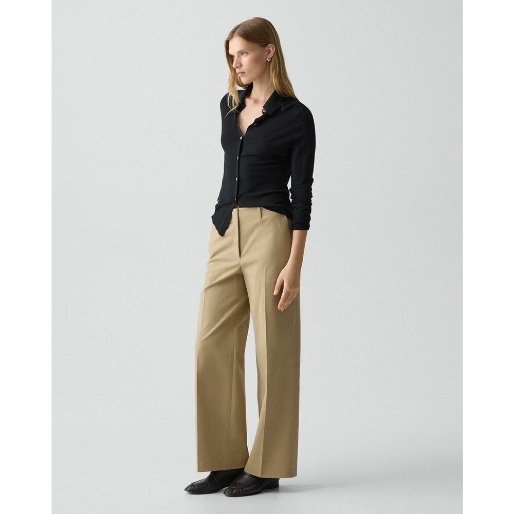 Theory Women’s Classic Straight Pant Brushed Chino Tan Office Career 14
